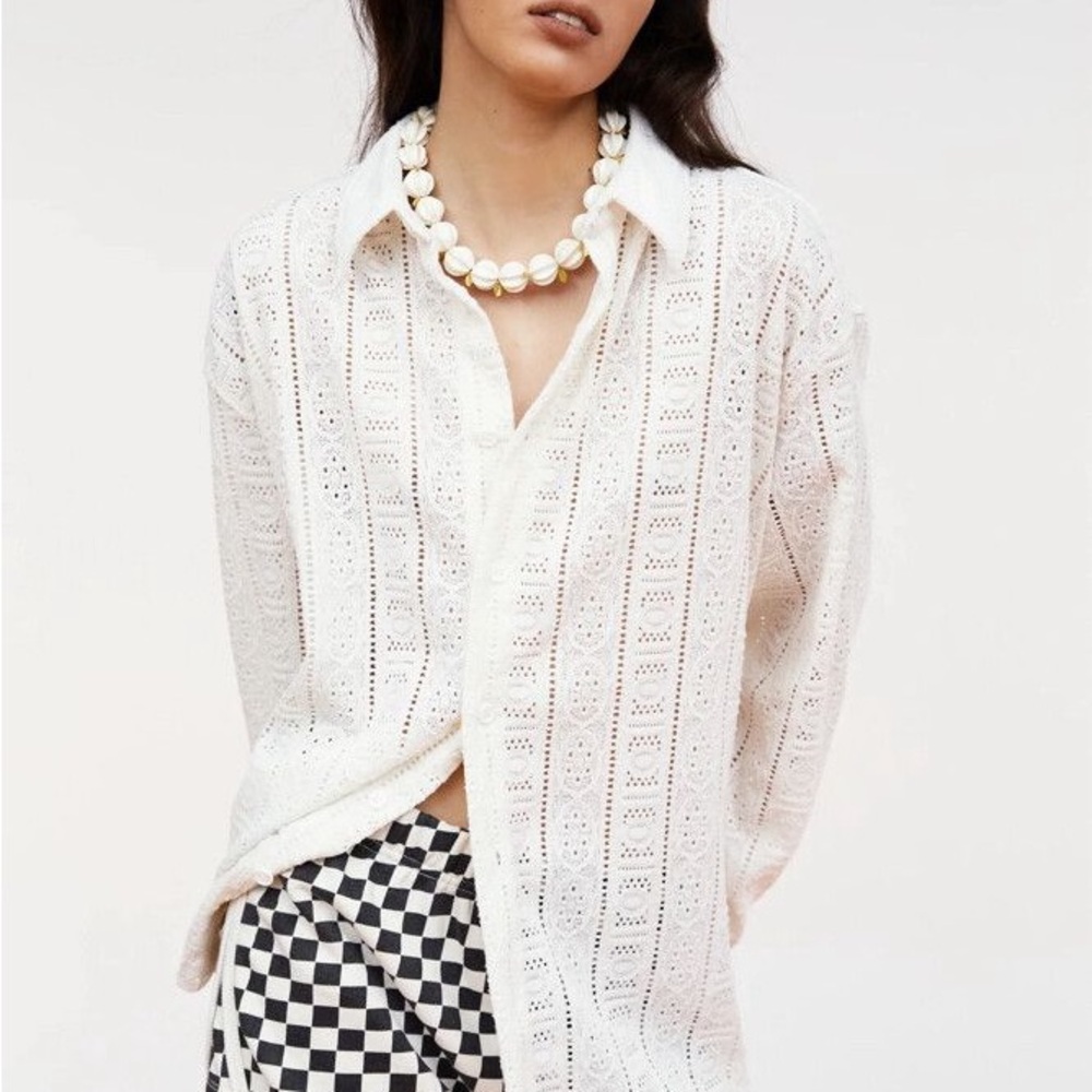 Source Unknown Pointele Oversized Button Up Shirt - image 1
